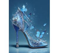 FanZheZhe Point de croix kit complet Modèle de talons hauts 40×50cm 11CT canevas debutant broderie imprimé,Kit de Couture à la Main pour Adultes
