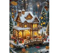 FanZheZhe point de croix kit complet noel Gîte 11ct40x50cm adulte kit canevas complet avec fils DIY Œuvres D'art Faites à La Main pour Adultes Débutants
