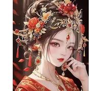 FanZheZhe Point de croix kit complet Portrait d'une belle fille 40×50cm 11CT canevas debutant broderie imprimé,Kit de Couture à la Main pour Adultes