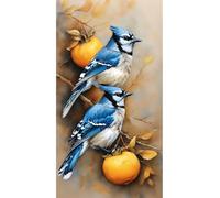 FanZheZhe Point De Croix Kit De Broderie,Diy Broderie À La Main Compté Adultes Debutant Starter Complet Kit,40X50Cm Merle Bleu Dans L'Arbre