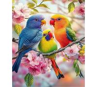 FanZheZhe Point De Croix Kit De Broderie,Diy Broderie À La Main Compté Adultes Debutant Starter Complet Kit,11Ct50X70Cm Perroquet Sur La Branche Fleurie