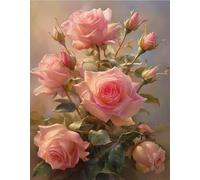 FanZheZhe Point De Croix Kit De Broderie,Diy Broderie À La Main Compté Adultes Debutant Starter Complet Kit,11Ct40X50Cm Roses Roses