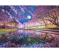 FanZheZhe Point De Croix Kit De Broderie,Diy Broderie À La Main Compté Adultes Debutant Starter Complet Kit,11Ct40X50Cm Rivière En Fleurs De Cerisier