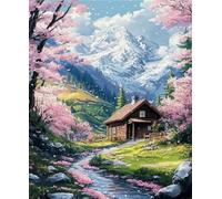 FanZheZhe Point De Croix Pré-Imprimé Kit 11Ct，Débutant Adultes Broderie Kits Diy Pour Art Craft La Décoration Intérieure，40X50Cm Cerisiers En Fleurs Au Bord Du Ruisseau