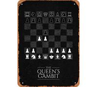 Fanzi Plaque en métal de style vintage - Ouvertures des échecs Queens Gambit Chess - 20,3 x 30,5 cm - Décoration murale