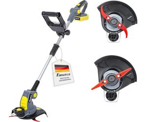 FANZTOOL Débroussailleuse Électrique sans Fil, Coupe-Bordure sans Fil avec Batterie, avec Chargeur Inclus, Lame Droite et Lame Courbée Dentée, Poignée Réglable, idéale pour Jardin, pelouse et Champs