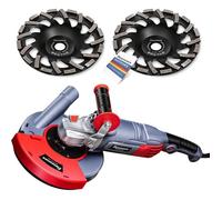 FANZWORK Meuleuse béton 1750W/180 mm, 7.500 tr/min, set avec 2 disques diamant premium 180 mm, capot d’aspiration, poignée en L