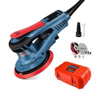 FANZWORK Ponceuse Excentrique 150 mm, Ponceuse Orbitale avec une Course Abrasive de 5 mm, Moteur EC sans Balais de 350 W, 7 Vitesses jusqu'à 10 000 tr/min, 15 Disques Abrasifs, avec Mallette