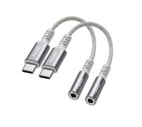 Faodzc Lot de 2 adaptateurs USB C vers audio 3,5 mm, dongle DAC haute résolution 24 bit/96 kHz, câble jack auxiliaire tressé, compatible avec iPhone 17, 16, 15 Pro Max, compatible avec Samsung S26 S25