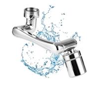 FAOKZE 1440 Degrés Aérateur de Robinet,Adaptateur de Robinet,2 Modes de Sortie,Aérateur de robinet,Fixation de Robinet Aérateur,Pivotant Mousseur,pour Cuisine Salle de Bain - Argent