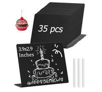 FAOKZE 35 Pcs Mini Tableau Noir, Lot de Petite Ardoise, 10x7.5CM Mini Panneau D'affichage Prix, Réutilisée, Effacable, Petit Tableau Noir pour Boulangerie, Buffet, Fête, Restaurant Bar