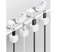 FAOKZE 8 Pack Clips Câble Organisateur de câbles magnétiques,Clips de câble Autocollants,Organisateur de câbles de Bureau,pour Bureau, Table de Chevet, câbles de Charge (Blanc)