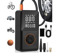 FAOKZE Compresseur à Air Portatif,150PSI Pompe a Velo,Mini Pompe à Air Électrique 4000mAh,Gonfleur Pneus Voiture avec Écran LCD Numérique et Éclairage d'urgence LED,pour Voiture,Vélo,Arrêt Automatique