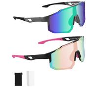 FAOKZE Lot de 2 lunettes de vélo polarisées - Coupe-vent - Pour homme et femme - Protection UV400 - Pour le cyclisme, la moto, la course, le ski, le baseball, l'alpinisme, la pêche, etc.