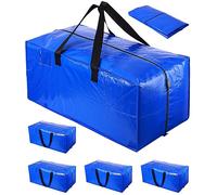 FAOKZE Lot de 5 grands sacs à vêtements avec poignées,100L Grands Sacs de Rangement Résistants, Sacs de Rangement étanches pour maison,voyage,sous le lit,couettes,vêtements,74 * 36 * 33cm,Bleu