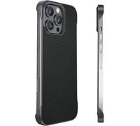 FAOMSEBS Coque pour iPhone 13 Pro sans bordure (texture en fibre de carbone) [sensation de métal nu] dissipation rapide de la chaleur anti-traces de doigts pour iPhone 13 Pro, coque de téléphone en