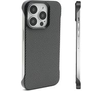 FAOMSEBS Coque pour iPhone 15 Pro sans bordure (texture en fibre de carbone) [sensation de métal nu] dissipation rapide de la chaleur anti-traces de doigts pour iPhone 15 Pro, coque de téléphone en