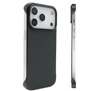 FAOMSEBS Coque pour iPhone 17 Pro Max sans bordure (texture en fibre de carbone) [sensation de métal nu] dissipation rapide de la chaleur anti-traces de doigts pour iPhone 17 Pro Max, coque de