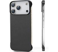 FAOMSEBS Coque pour iPhone 17 Pro sans bordure (texture cuir synthétique) [sensation de métal nu] dissipation rapide de la chaleur anti-traces de doigts pour iPhone 17 Pro, coque de téléphone en