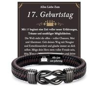 FAOMZQ Cadeau d'anniversaire 15-60 ans pour hommes et garçons, bracelet en cuir marron pour anniversaire pour papa, grand-père, fils, petit-fils, neveu, frère, mari, ami, collègue, 42 Zentimeter