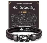 FAOMZQ Cadeau d'anniversaire 15-60 ans pour hommes et garçons, bracelet en cuir marron pour anniversaire pour papa, grand-père, fils, petit-fils, neveu, frère, mari, ami, collègue, 21 cm