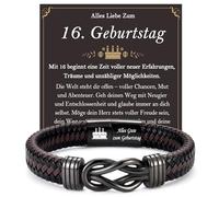 FAOMZQ Cadeau d'anniversaire 15-60 ans pour hommes et garçons, bracelet en cuir marron pour anniversaire pour papa, grand-père, fils, petit-fils, neveu, frère, mari, ami, collègue, Acier inoxydable