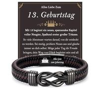 FAOMZQ Cadeau d'anniversaire de 12 à 60 ans pour hommes et garçons, bracelet en cuir marron pour anniversaire pour papa, grand-père, fils, petit-fils, neveu, frère, mari, ami, collègue, Nylon