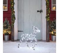 Faon Solaire de Noël à LED Bicolore Studley en Rotin 60 cm