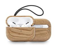 FAOONNMY Étui en Bois pour Écouteurs AirPods Pro, Coque de Protection en Bois Faite à la Main Housse Portable avec Cordon Compatible avec Étui de Charge AirPods Pro, Supporte la Charge sans Fil Oak