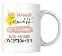 fapadjo Mug annonce grossesse Garçon Fille - Naissance bébé - Maman formidable mamie exceptionnelle - 330 ml - Cadeau
