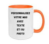 fapadjo Mug Personnalisable Photo Texte, Tasse A Cafe Personnalisée Prénom, Cadeau D'anniversaire, Souvenir, Naissance, Collègue (Orange)