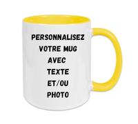 fapadjo Mug Personnalisable Photo Texte, Tasse A Cafe Personnalisée Prénom, Cadeau D'anniversaire, Souvenir, Naissance, Collègue (Jaune clair)