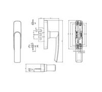 Poignée crémone pour menuiserie aluminium à 1 fourche - GEA noir 9005 FAPIM