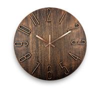 fapugh Horloge Murale silencieuse de 30,5 cm, sans tic-tac, Horloge décorative de Style Moderne pour la Maison, Le Bureau, l'école, la Cuisine, la Chambre, Le Salon (Marron)