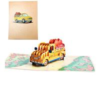 FAPUMOE 3D Pop Up Wedding Car LOVE Carte de Voeux, Fait à la Main 3D Fleur Ballon Camion Carte Pop-up pour la Fête des Mères Saint Valentin Anniversaire de Mariage Amour Romance Penser Vous