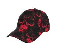 FAQRTIV Casquette de baseball pour homme et femme - Tête de mort gothique - Taille réglable - Profil bas - Pour la course à pied, les entraînements et l'extérieur - Rouge, Noir , taille unique