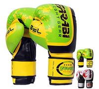 Farabi Boxing Gloves for Training Punching Sparring (Green, 12Oz)