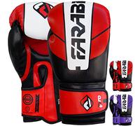 Farabi Boxing Gloves for Training Punching Sparring (Red / Black, 10Oz)