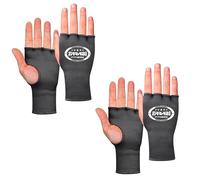 Farabi Sports Bandages de Boxe Demi-Doigts élastiques sous Les Gants sans Rembourrage en Gel pour MMA, Muay Thai, entraînement, Sports de Combat, Kickboxing et Arts Martiaux (Noir (Pack de 2), L/XL)