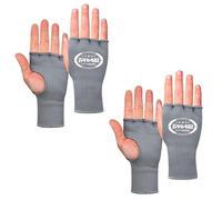 Farabi Sports Bandages de Boxe Demi-Doigts élastiques sous Les Gants sans Rembourrage en Gel pour MMA, Muay Thai, entraînement, Sports de Combat, Kickboxing et Arts Martiaux (Gris (Pack de 2), L/XL)