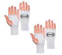 Farabi Sports Bandages de Boxe Demi-Doigts élastiques sous Les Gants sans Rembourrage en Gel pour MMA, Muay Thai, entraînement, Sports de Combat, Kickboxing et Arts Martiaux (Blanc (Pack de 2), S/M)