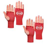 Farabi Sports Bandages de Boxe Demi-Doigts élastiques sous Les Gants sans Rembourrage en Gel pour MMA, Muay Thai, entraînement, Sports de Combat, Kickboxing et Arts Martiaux (Rouge (Pack de 2), S/M)
