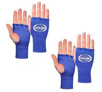 Farabi Sports Bandages de Boxe Demi-Doigts élastiques sous Les Gants sans Rembourrage en Gel pour MMA, Muay Thai, entraînement, Sports de Combat, Kickboxing et Arts Martiaux (Bleu (Pack de 2), S/M)