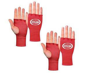 Farabi Sports Bandages de Boxe Demi-Doigts élastiques sous Les Gants sans Rembourrage en Gel pour MMA, Muay Thai, entraînement, Sports de Combat, Kickboxing et Arts Martiaux (Rouge (Pack de 2), S/M)