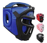 Farabi Sports Boxing MMA Muay Thai Fitness Kick Boxing Head Guard Head Protector Helmet Front Bar (Blue, X-Lage)