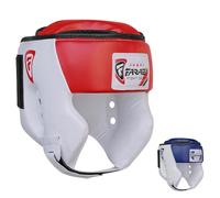 Farabi Sports Casque Boxe with Adjustable Strap, Casque MMA Open Face Protection Casque de Boxe MMA, Muay Thai, Sparring, Arts Martiaux, Karaté, Casques Boxe (XL, White/Red)