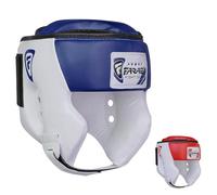 Farabi Sports Casque Boxe with Adjustable Strap, Casque MMA Open Face Protection Casque de Boxe MMA, Muay Thai, Sparring, Arts Martiaux, Karaté, Casques Boxe (L, White/Blue)