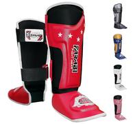 Farabi Sports Enfant Protege Tibia Boxe - protège-Tibias Cou-de-Pied MMA Muay Thai Protege Tibia Kick Boxing Enfant (Red)