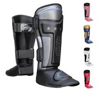 Farabi Sports Enfant Protege Tibia Boxe - protège-Tibias Cou-de-Pied MMA Muay Thai Protege Tibia Kick Boxing Enfant (Black)
