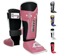 Farabi Sports Enfant Protege Tibia Boxe - protège-Tibias Cou-de-Pied MMA Muay Thai Protege Tibia Kick Boxing Enfant (Pink)